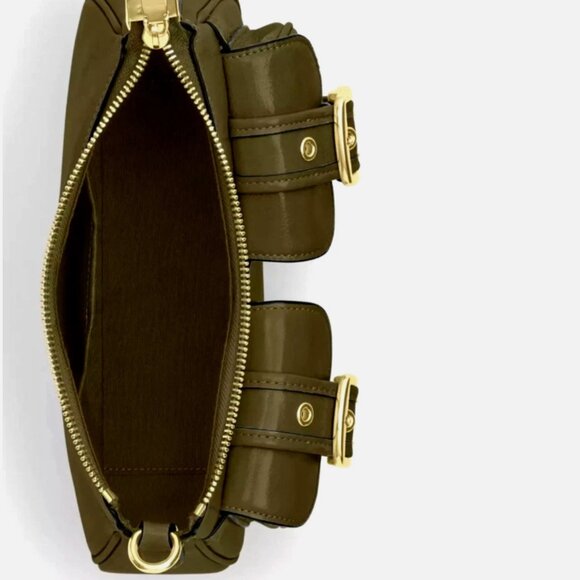 New Coach CBJ01 Ashton Bag Glazed Shiny Crinkle Leather Olive - Picture 4 of 5